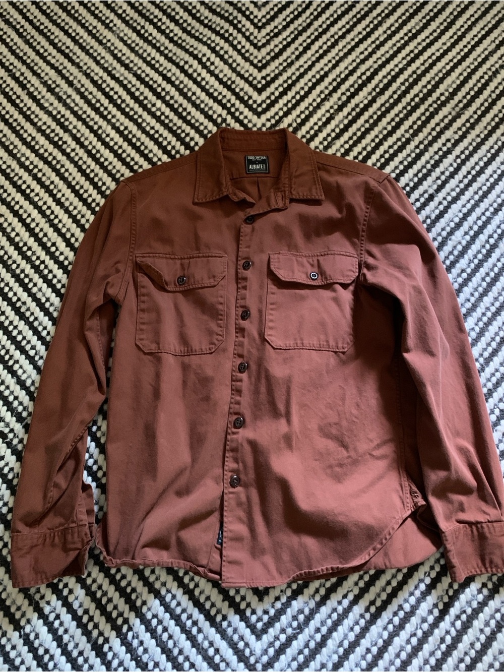 Todd Snyder x Albiate Italian Cotton Two-Pocket Work Shirt — Rust — Size S